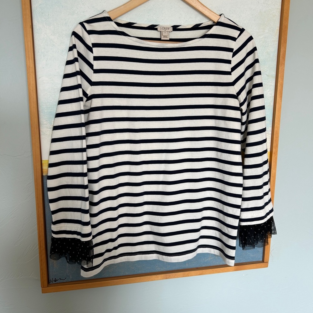 J.Crew Stripped Shirt with Ruffle Cuffs
